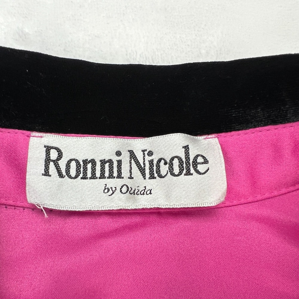 Ronni Nicole Ouida VTG Y2K‎ Black Velvet S Pink Lined Dressy Shirt Jacket Party - Picture 5 of 16